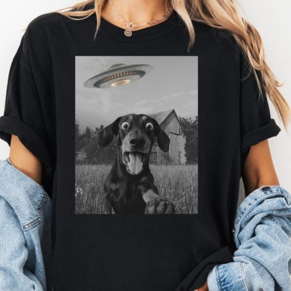 UFO Dachshund Shirt – Alien & Dog Lover Graphic Tee